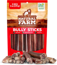 Odor-Free Bully Sticks 6 Inch, 6 Ounces , Packaged by Weight, 100 Beef Chews,