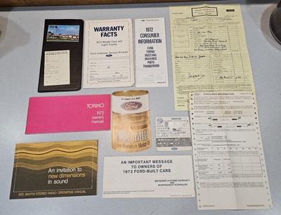 1972 Ford Gran Torino Owner's Manual & Classic Car Related Ephemera
