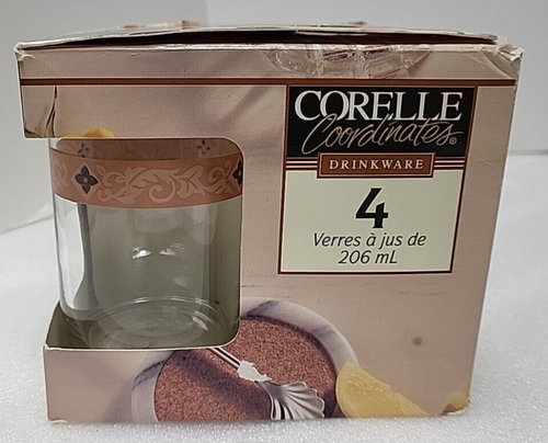 4 Corelle Coordinates Mesa Verde 7oz Juice Glasses W/Box NOS 1999 Corning Revere - Picture 3 of 10