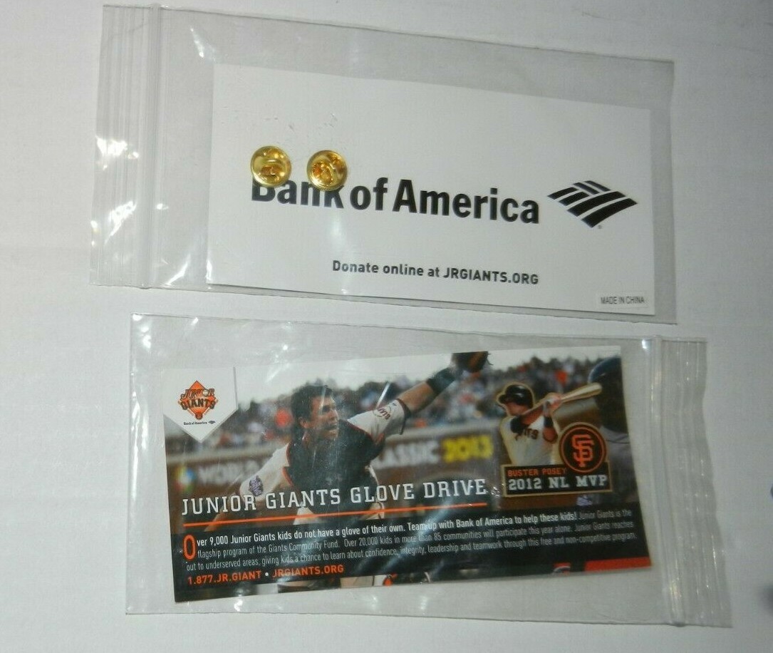 SF JUNIOR GIANTS GLOVE DRIVE PIN 2012 NL MVP BUSTER POSEY SGA NEW SAN