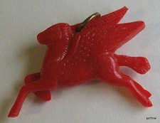 FLYING HORSE ca 1960 MOBIL GAS PROMOTIONAL GIVEAWAY RED PLASTIC CHARM PEGASUS