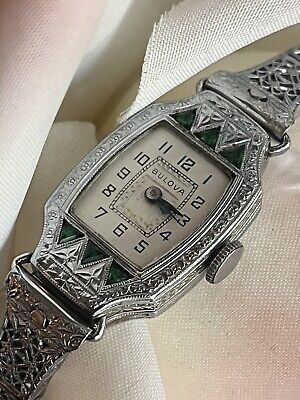 1929 Ladies Art Deco Emerald Bulova Watch ~Miss Liberty 1929 Ladies Art Deco Emerald Bulova Watch ~Miss Liberty