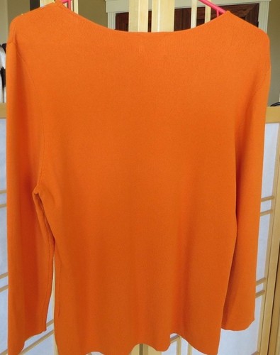 Top SLASHED Hearts of Palm Naranja Rayón Nylon Tejido L/S Talla L Cuentas Coloridas - Imagen 4 de 12