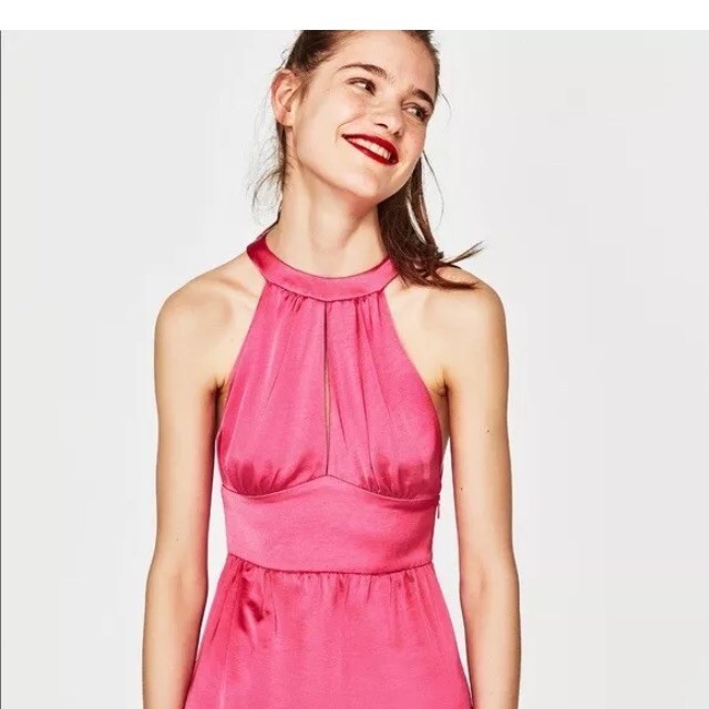 MSRP $75 NWT Zara pink halter w opening dress large soft fabric juniors teens | eBay MSRP $75 NWT Zara pink halter w opening dress large soft fabric juniors teens | eBay