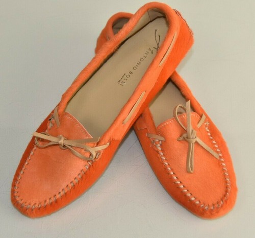 Pony Skin Orange Flats Beige Shoes 7.5 