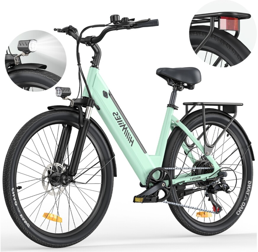 Bicicleta De Ciudad | HILLMILES Milecity, Bicicleta Eléctrica, 250 Watt), Verde | MediaMarkt