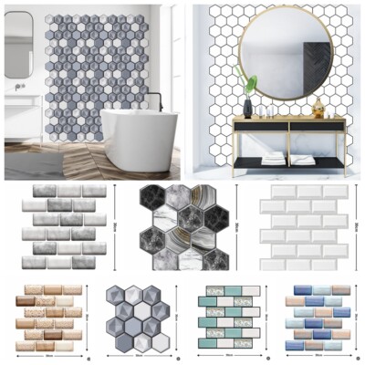 Brick Wall Sticker Waterproof PVC Self-adhesive 10/20Pcs Panel Wallpaper 3D Tile