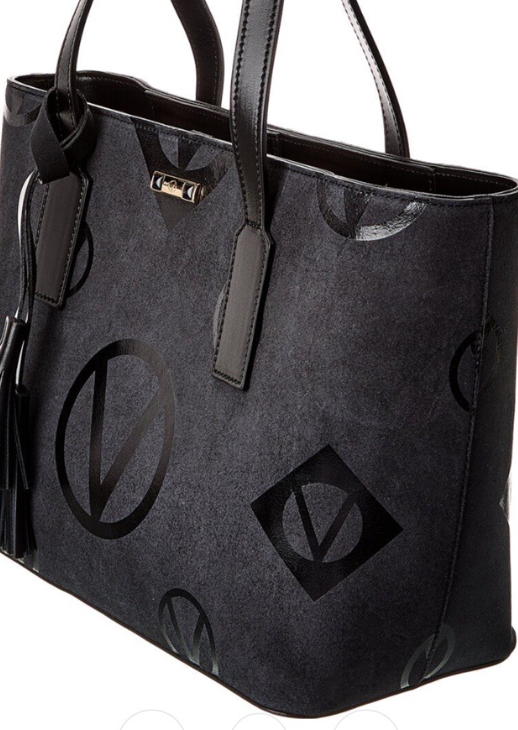 New Mario Valentino Suede Prince Black Monogram Tote with Tassel Sold Out!!!