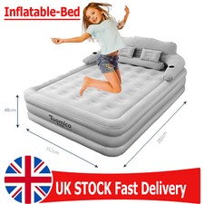 Inflatable High Raised Double Air Bed Mattress King Size with Pump & Pillow Set 