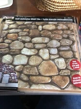 4 PACK Of Tool Bench Hardware River Rock Self-Adhesive Wall Tile, 12.5x12.75 in.