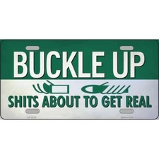 MINI Size 4"x2.2" License Plate Metal Sign for Home Buckle Up