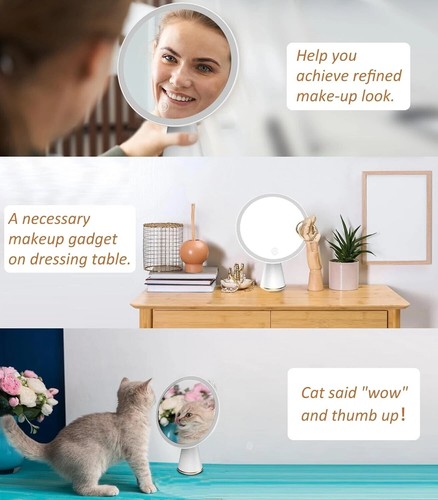 Make up Mirror with Lighting and 10x Magnification Rechargable 7.1" Portable - Picture 4 of 7