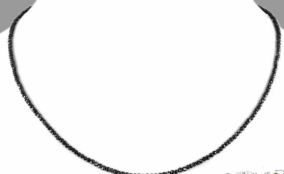 Collar de cuentas de diamantes negros talla 15,00 quilates natural certificado 20 pulgadas aniversario Foto 2 de 3