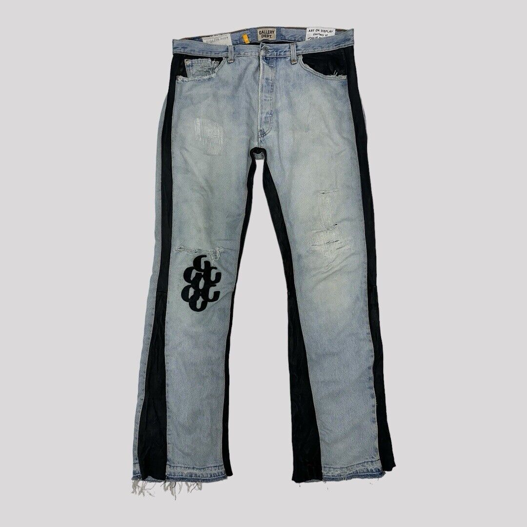 Gallery Dept G Patch La Flare Leather and Denim Pants Size Gallery Dept G Patch La Flare Leather and Denim Pants Size
