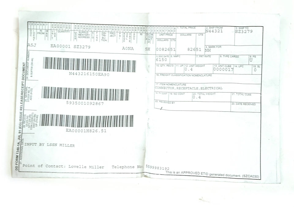Conector de receptáculo eléctrico Parker-Hannifin 075-001-001 2 extremos de acoplamiento Foto 4 de 4