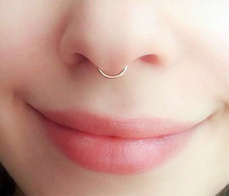 NEW Body Piercing Jewellery Nose Ear Lip Rings Tragus Septum Fake Nose Hoop Ring — 第 2/4 张图片
