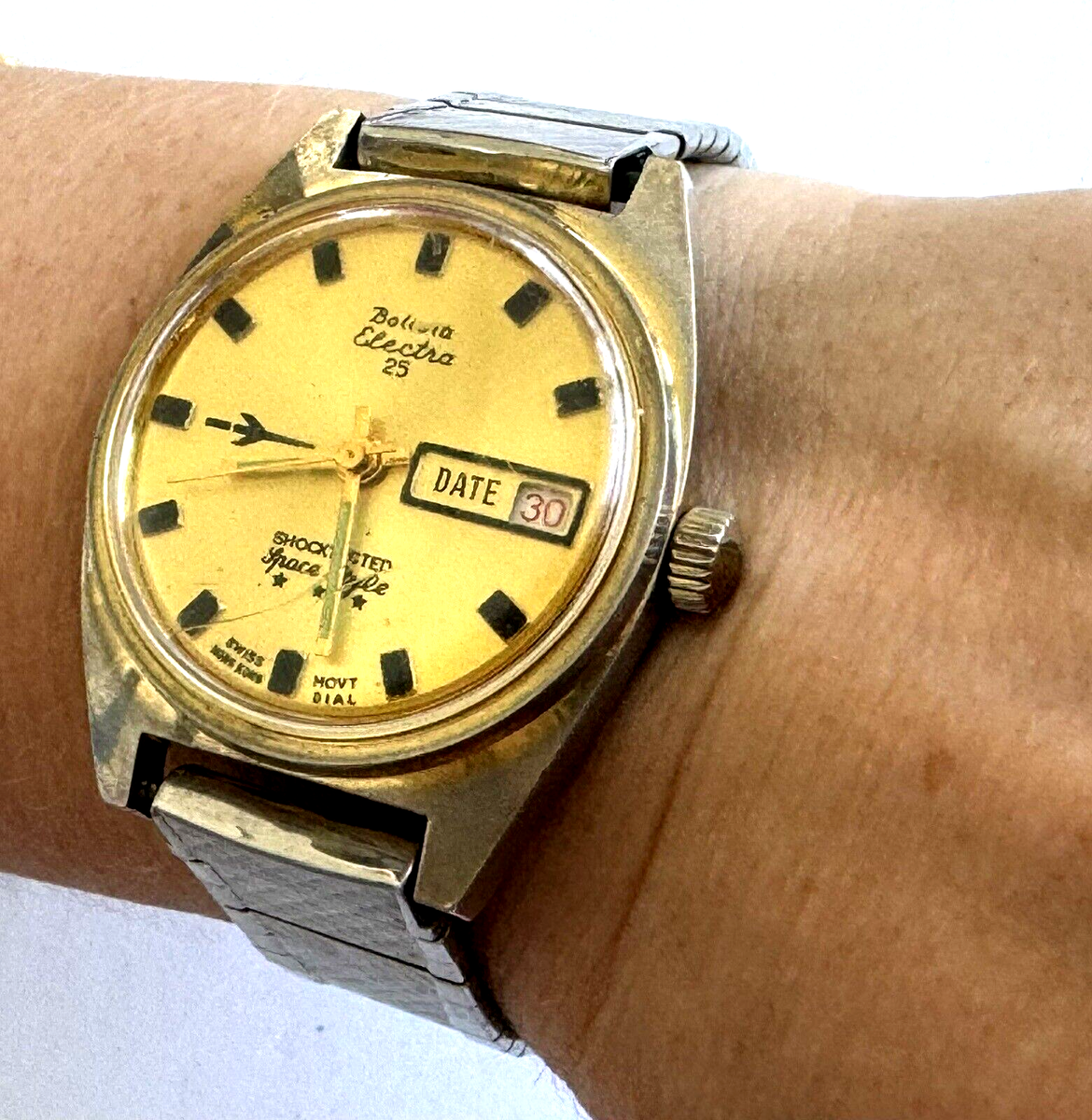 Vintage Bolivia Electra Mechanical Men's Wrist Watch Silver