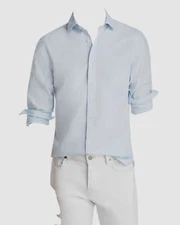 NEW $295 Bloomingdales Men Slim-Fit Blue White Long-Sleeve Button-Down Shirt XL