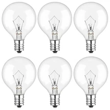 25 Watt Light Bulbs Dimmable E12 Base Type G Bulb for Candle Lamp Warm White