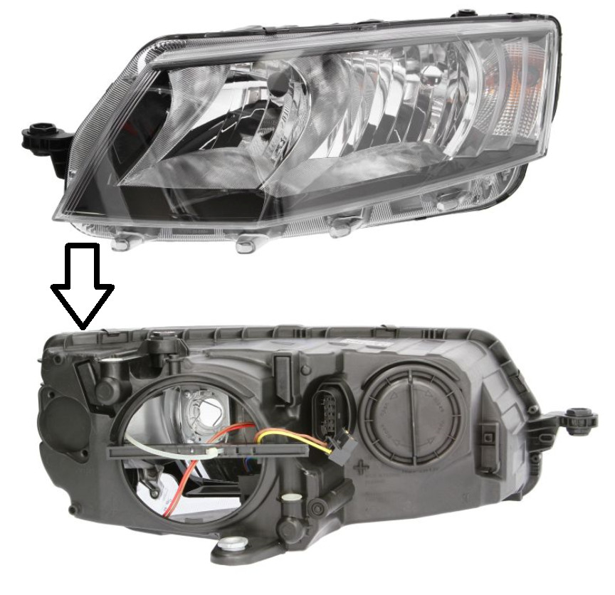 Phare avant gauche Skoda Octavia III halogène avec moteur électrique de réglage de hauteur