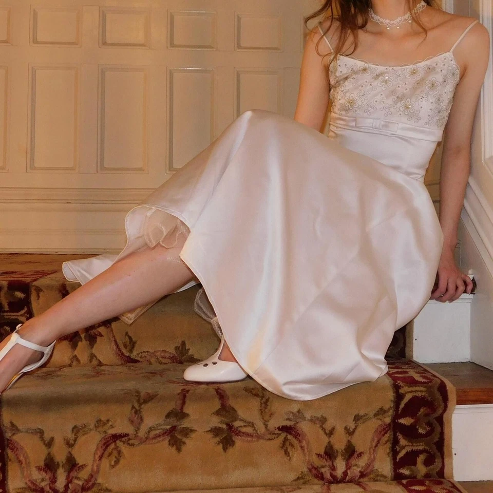 Y2K Jessica McClintock Gunne Sax Satin Prom Dress Vintage Gown Size 5 - Image 2 of 4