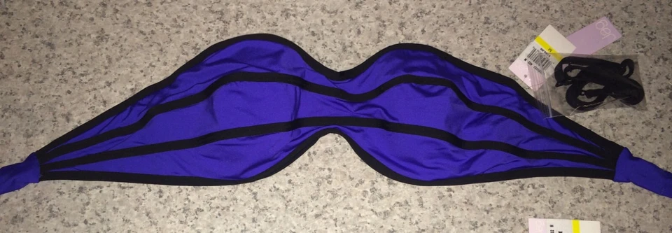 JAG Incanto Solids Sapphire Blue Black Trim 2 pc Swim Skirt Set NEW Womens S M - Image 2 of 4