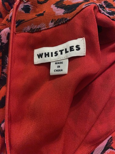 Whistles Red Jungle Cat Animal Leopard Print Pleated Midi Dress UK 8 / EU 36 - Bild 19 von 20