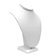 11" Tall White Leatherette Jewelry Necklace Display Bust