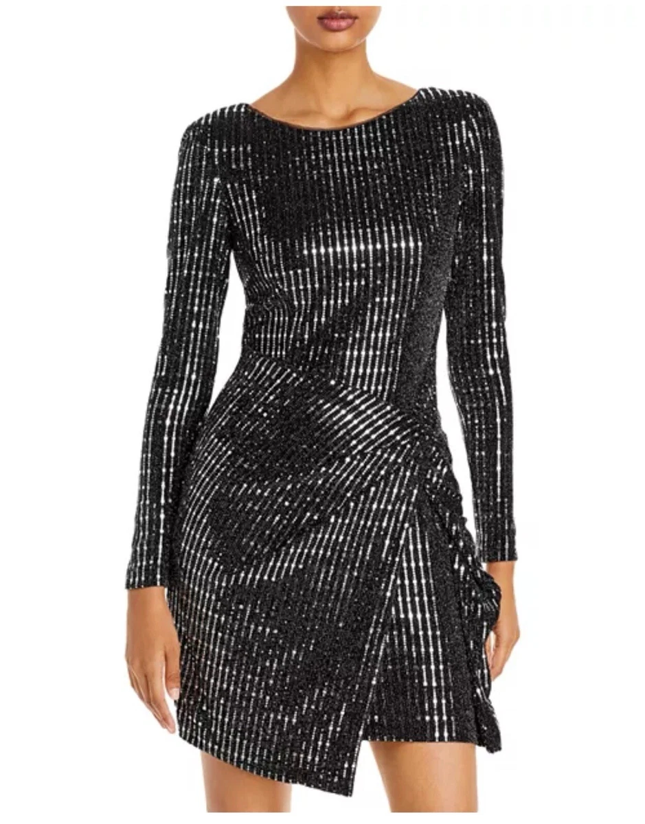 long sleeve hot pink homecoming dress One Shoulder Sequined Homecoming Dress Hot Pink Long Sleeve – FancyVestido