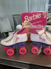 Vintage 80s Girls Barbie Roller Skates Size 11J