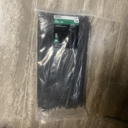 14 Inch Nylon UV Resistant Cable Wire Zip Tie 120 lbs Black 500 Pack Lot Pcs Qty - Photo 2/3