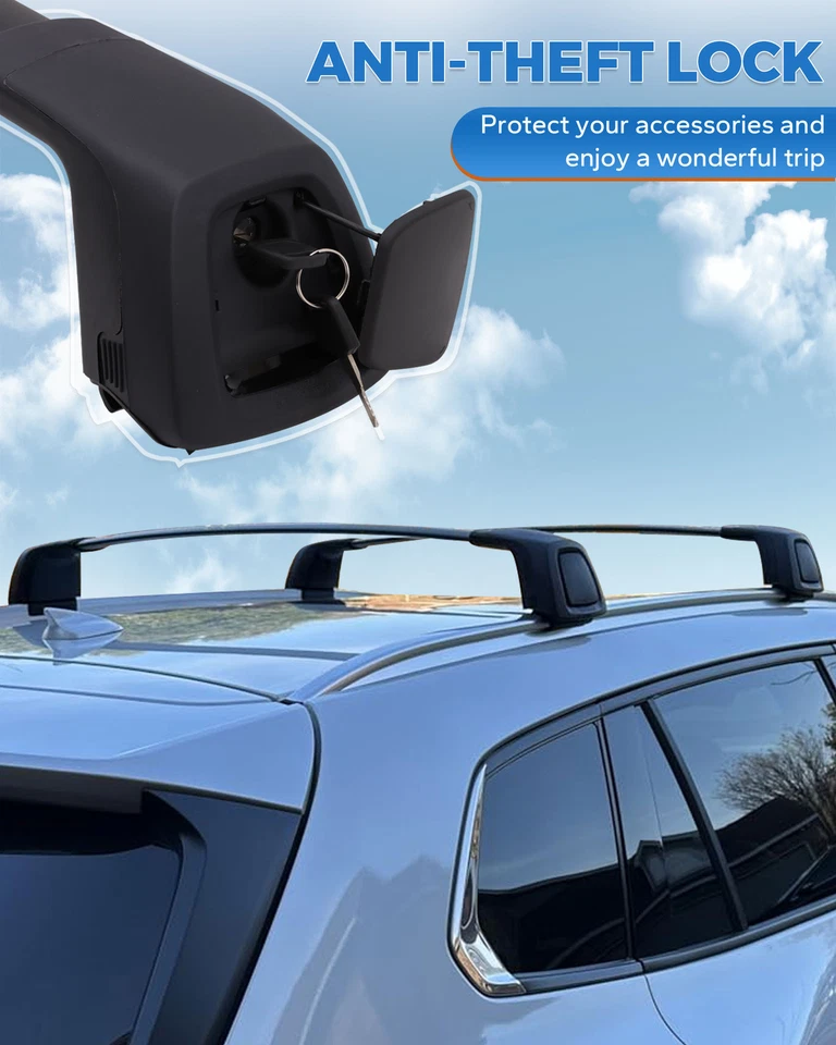 165lbs Lockable Roof Racks Cross Bar For Mazda CX9 CX-9 2016-2023 Cargo Carrier - Изображение 3 из 4