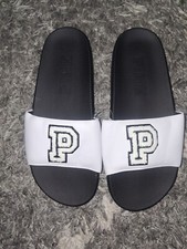 Vs pink Single Strap Logo slides new size Medium 7/8 White Fuzzy Logo