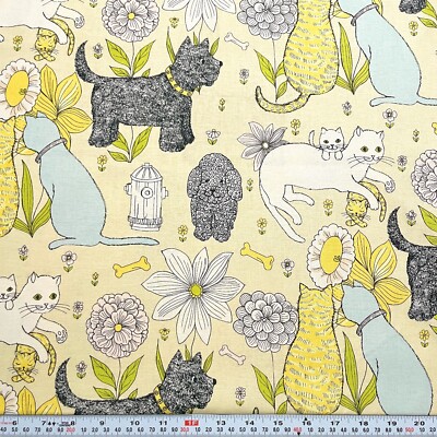 Anna Griffin FIFI & FIDO Collection 2010 Cream Cotton Fabric by the HALF YARD