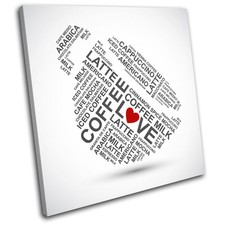 shop Coffee Typography SINGLE CANVAS WALL ART Picture Print VA