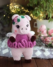 Crochet Stuffed Piglet Toy   Handmade Soft Pink Pig Plush   Cute Farm Animal