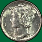 1940-S Mercury Dime Brilliant Uncirculated BU Coin, Cleaning #40589