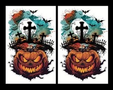 Scary Pumpkin Graveyard Temporary Tattoo Lot Halloween Waterproof Long Lasting
