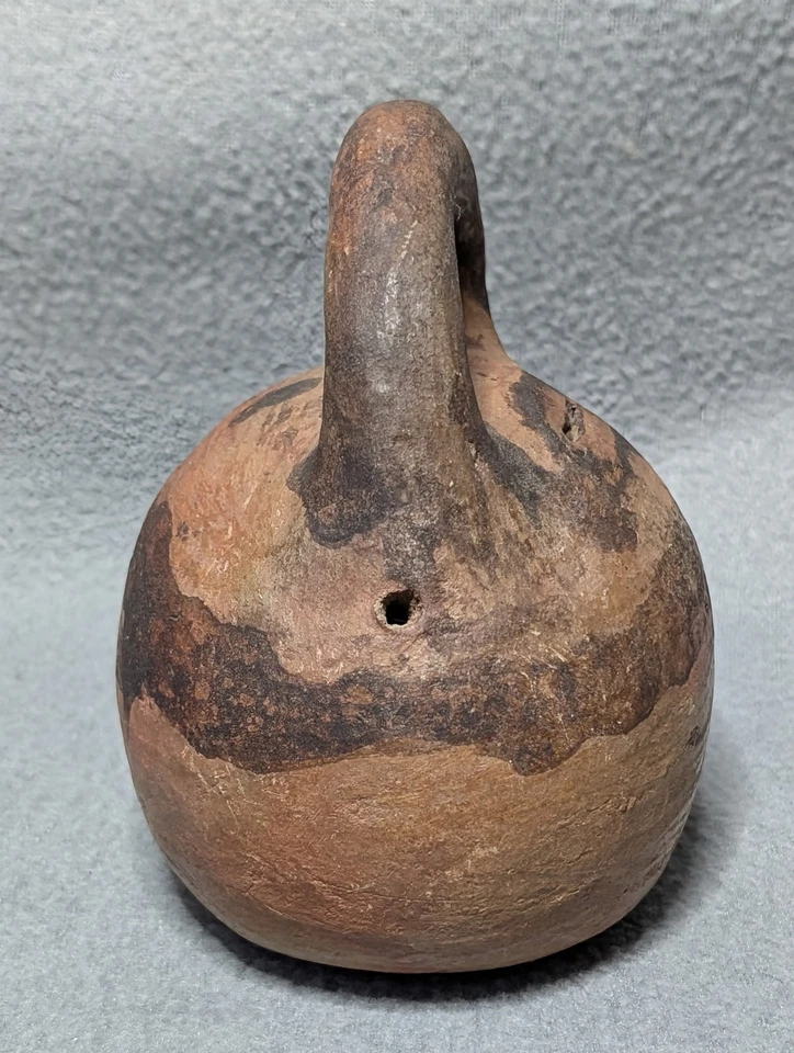 Banco de dinero de cerámica de arcilla hecho a mano de colección tarro arte popular primitivo con mango Foto 3 de 4