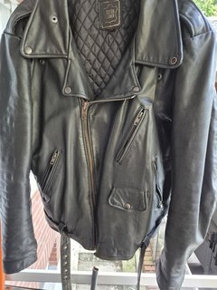 Vintage Biker Lederjacke Schwarz Echtleder Rockabilly Motorradjacke Gr. 56 XL