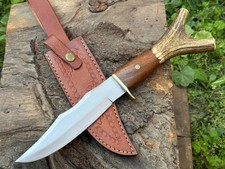 Handmade carbon Steel Custom Hunting Bowie Knife with WOOD material Handle