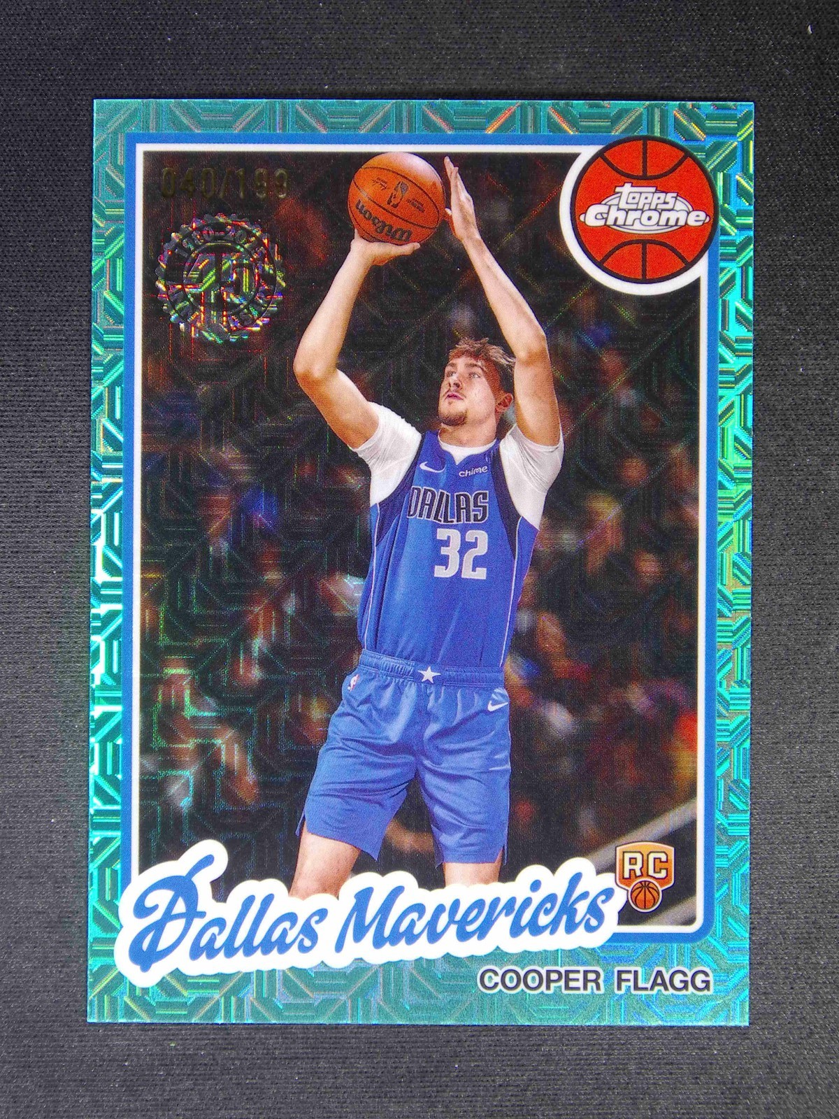 2025-26 Topps Flagship NBA Cooper Flagg RC 1980-81 45th Chrome Aqua Mojo /199