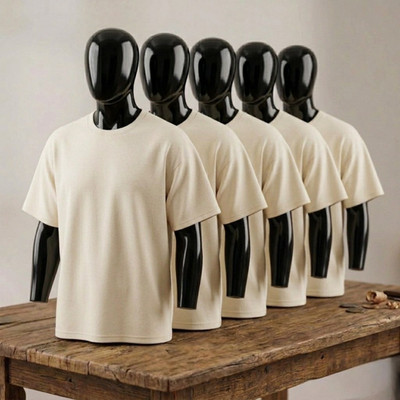 Lot of 5 Delta Pro Weight T-Shirts Mens Small S Half White Cream Blank Bulk Lot