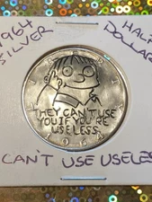 1964 Hand Engraved Hobo SILVER HALF DOLLAR RALF WIGGUM CAN’T USE USELESS !!