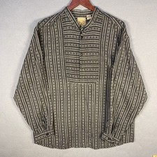 Wah Maker Frontier Shirt Mens Large Gray Woven Pattern Cotton Frontier Western