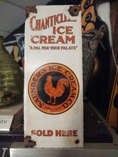 Original Vtg Chanticleer Ice Cream Porcelain Enamel Sign Dairy Chocolate Rooster