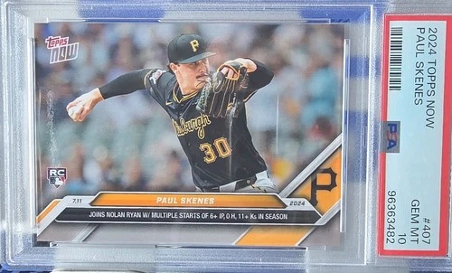 Paul Skenes 2024 Topps Now Rookie #407 PSA 10