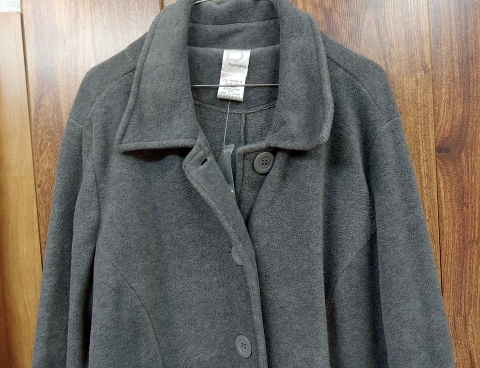 NWT Womans Roaman's Fleece Coat 2X Gray Button Front Soft - Image 2 of 4