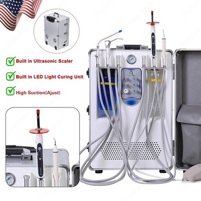 Dental SD106 Portable Mobile Delivery Unit System 4 Holes+Air Compressor+Suction
