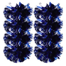 8 Pcs Blue and Silver Pom Poms Cheerleading Basketball Cheering Hand Flowers